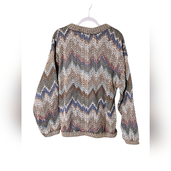 Vintage Allen Wah chevron print knitch sweater large - Picture 2 of 6